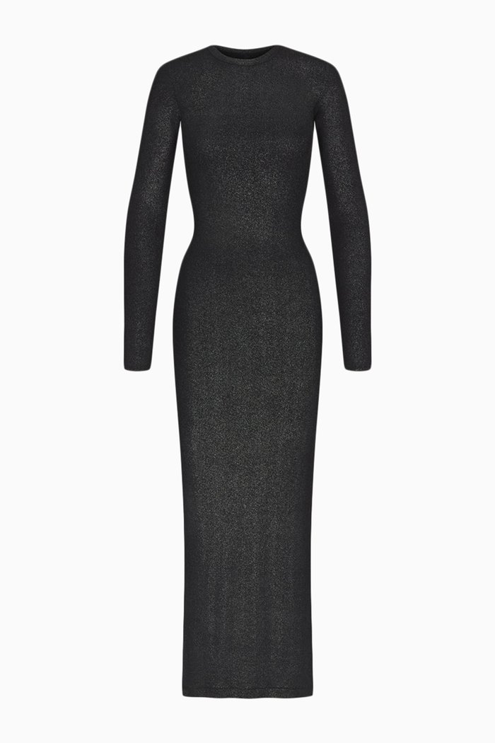 

Soft Lounge Long-sleeved Maxi Dress in Stretch-modal, Grey