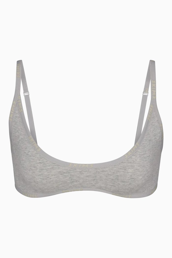 

Logo Scoop-neck Bra in Stretch-cotton, Grey