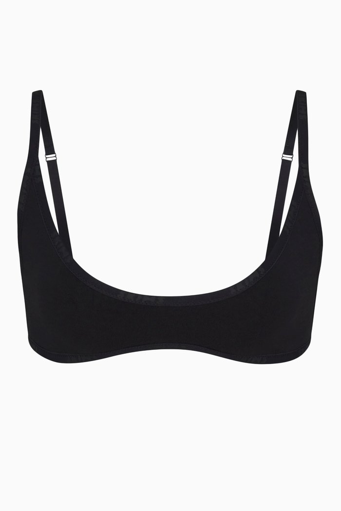 

Logo Scoop-neck Bra in Stretch-cotton, Black