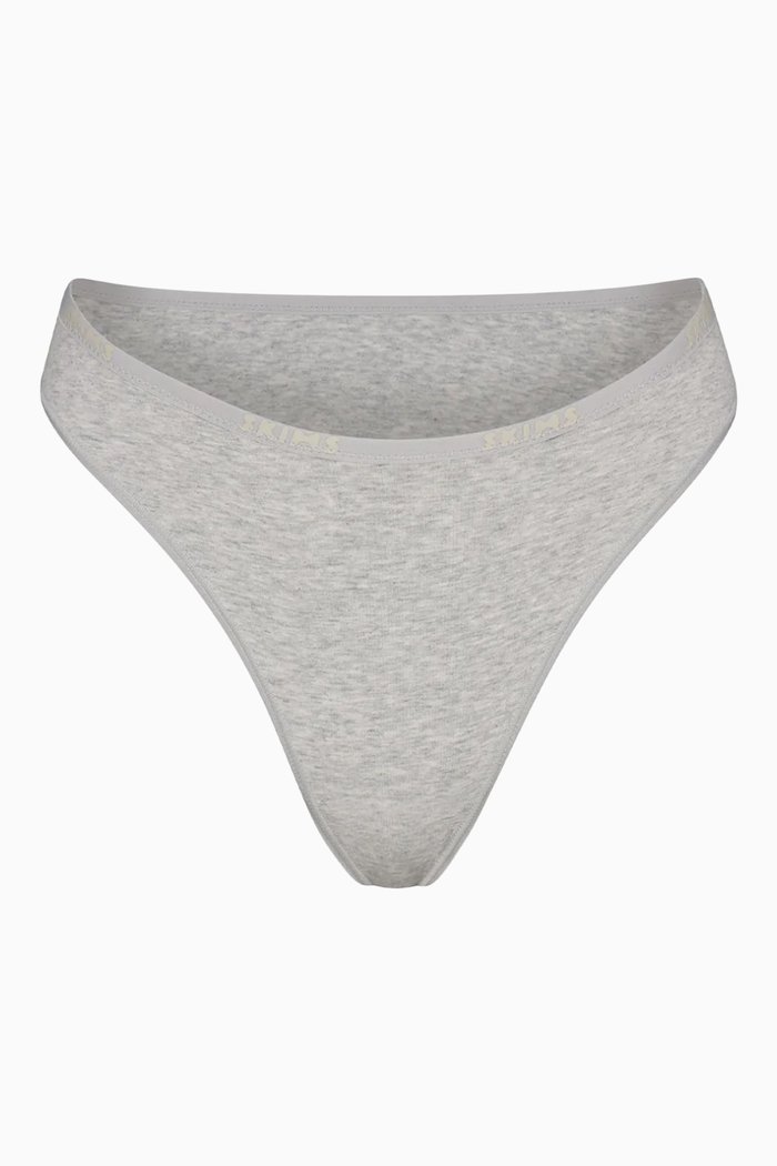 

Logo High-leg Bikini Briefs in Stretch-cotton, Grey