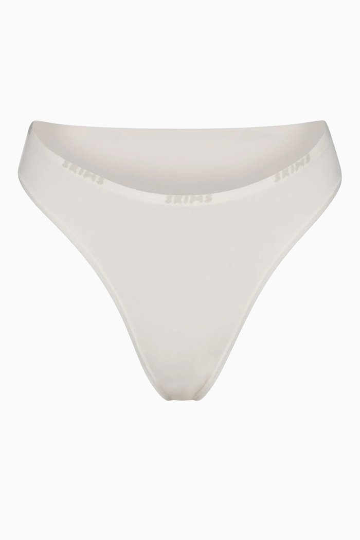 

Logo High-leg Bikini Briefs in Stretch-cotton, White