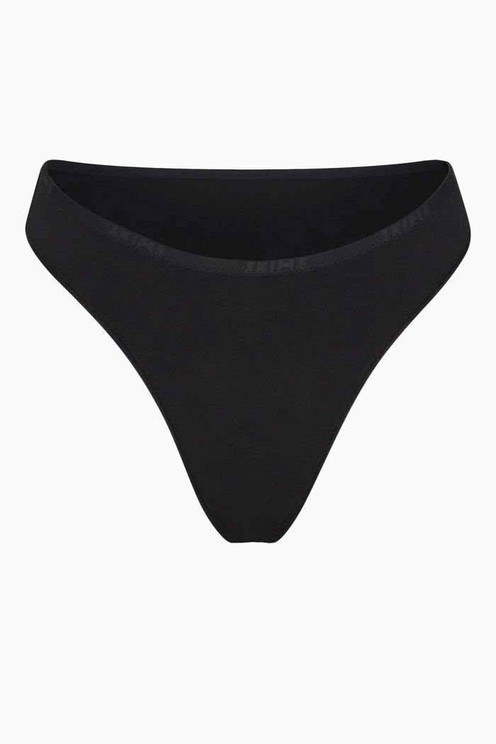 

Logo High-leg Bikini Briefs in Stretch-cotton, Black
