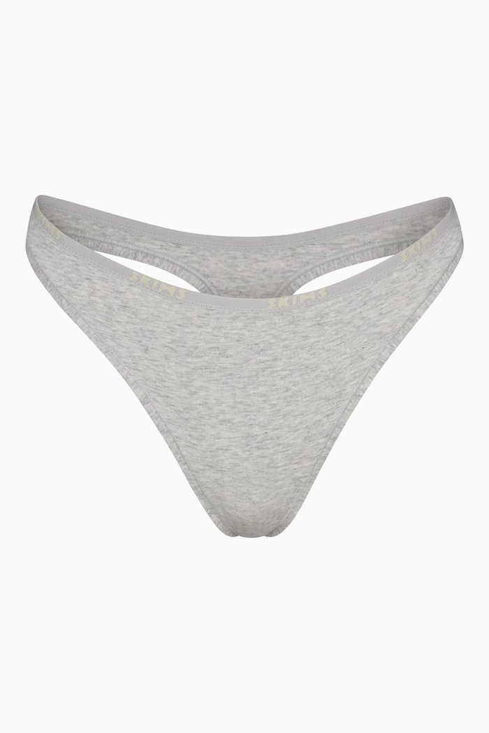 

Logo Dipped Thongs in Stretch-cotton, Grey