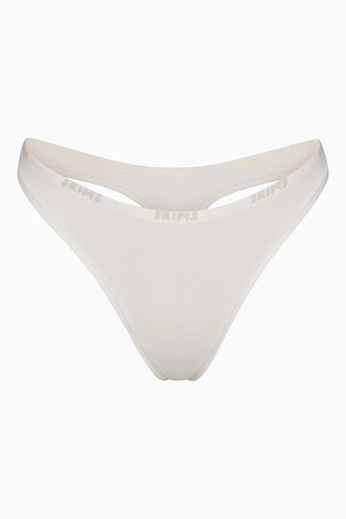 

Logo Dipped Thongs in Stretch-cotton, White