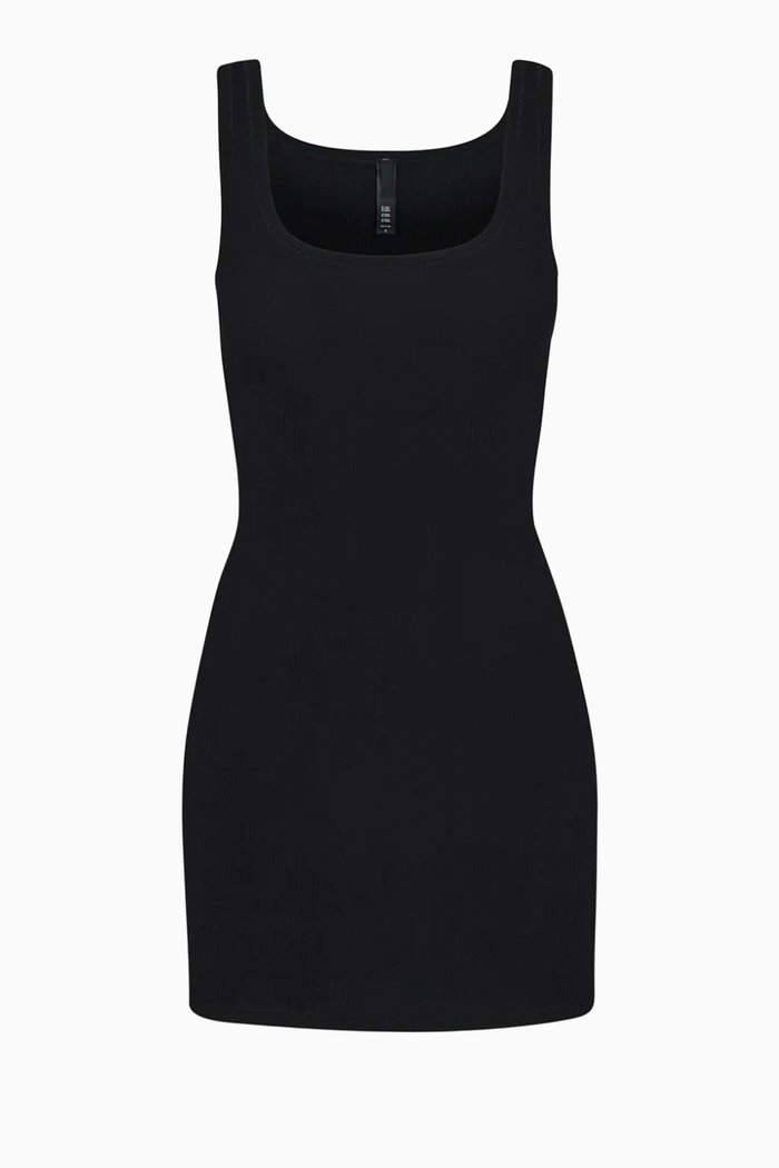 

Mini Dress in Ribbed Knit, Black