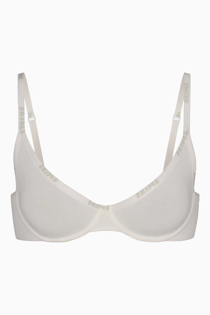 

Logo Underwire Demi Bra in Stretch-cotton, White