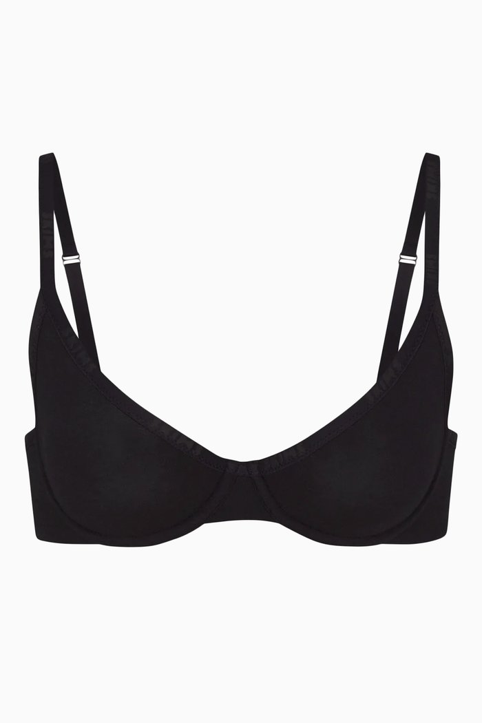 

Logo Underwire Demi Bra in Stretch-cotton, Black