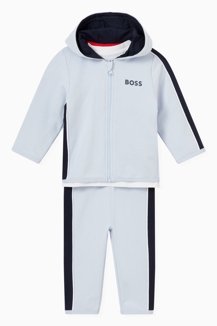 

Logo Print Tracksuit Set in Cotton, Blue