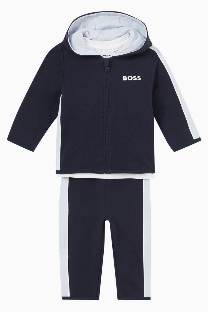 

Logo Print Tracksuit Set in Cotton, Blue