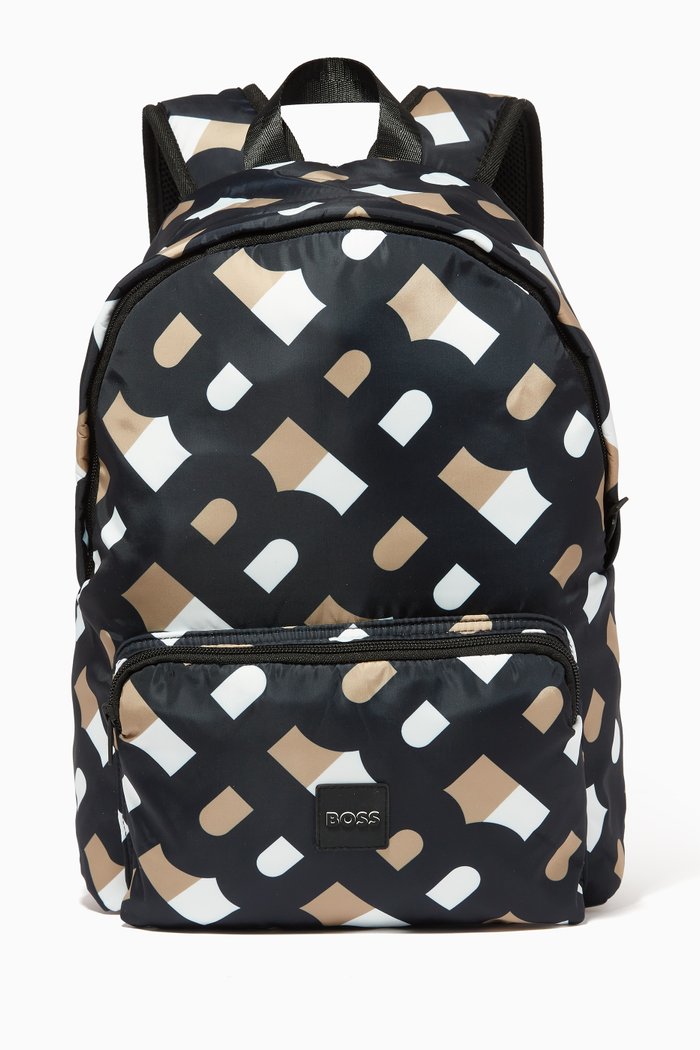 

Monogram Logo Backpack in Nylon, Brown