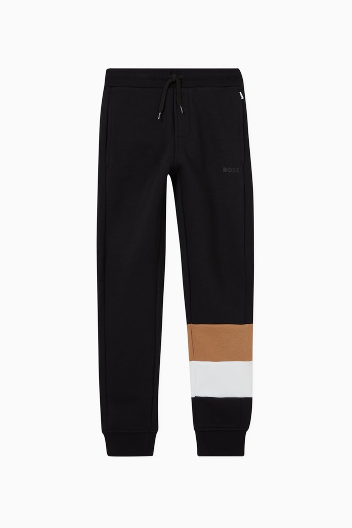 

Striped Detail Sweatpants in Cotton Blend, Black