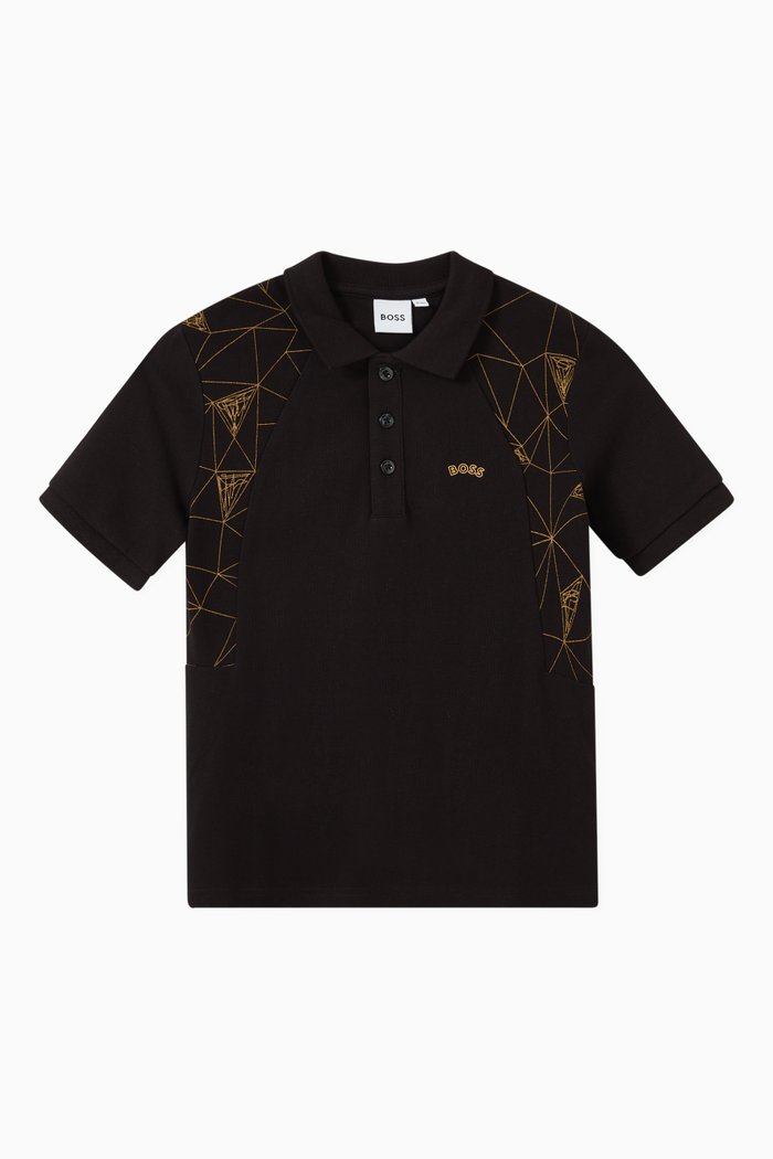 Logo Polo T-shirt in Cotton, Black