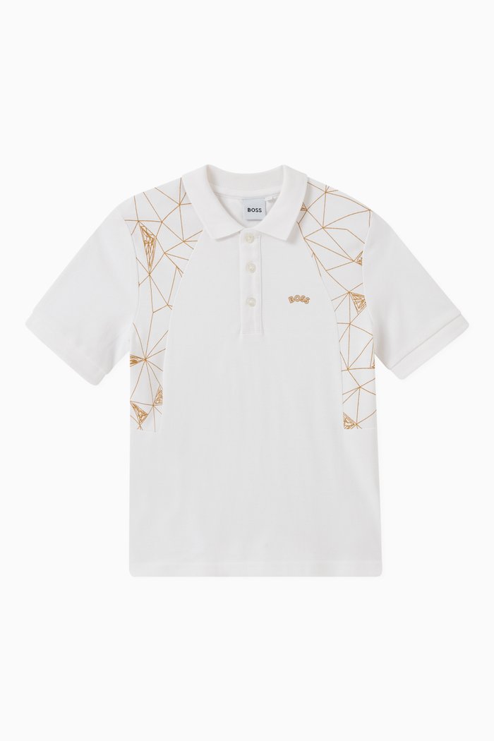 Logo Polo Shirt in Cotton, White