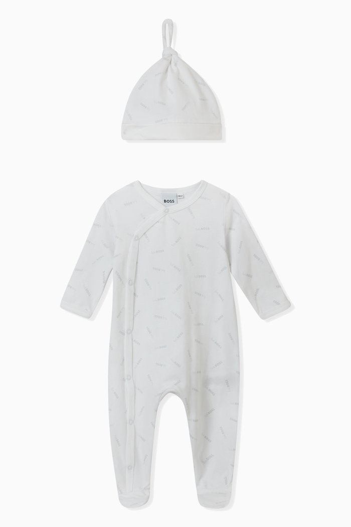 

Logo Print Pyjama and Hat, Set of Two, White