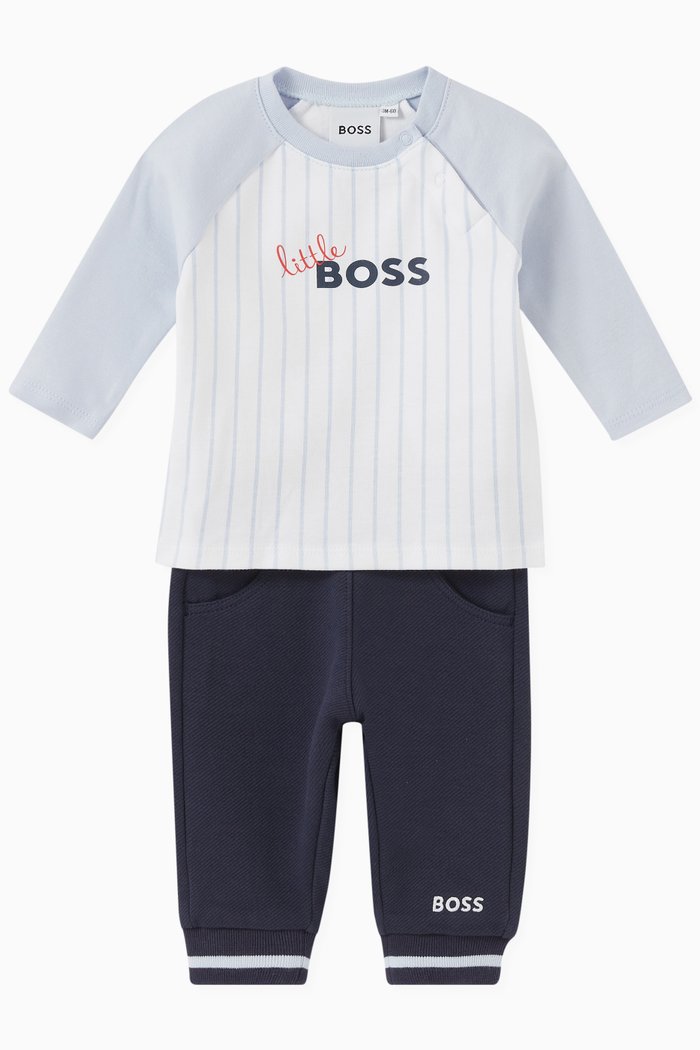 

Little Boss T-shirt & Sweatpants Set in Cotton, Blue