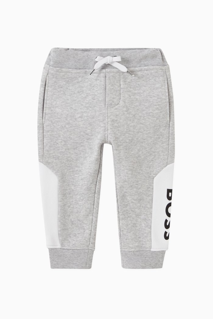 

Contrast Sides Logo Print Sweatpants in Cotton, Grey