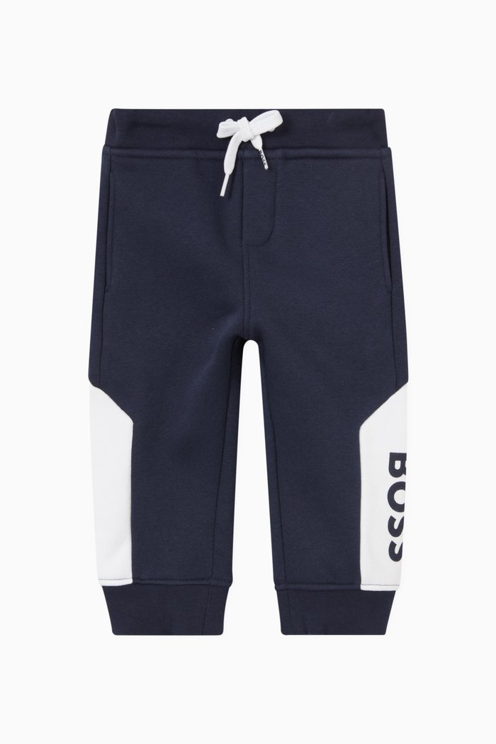 

Contrast Sides Logo Print Sweatpants in Cotton, Blue