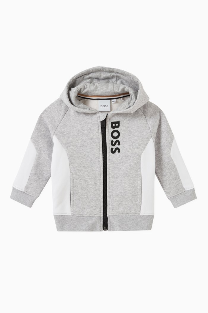 

Bicolour Logo Print Hooded Sweatshirt, Grey