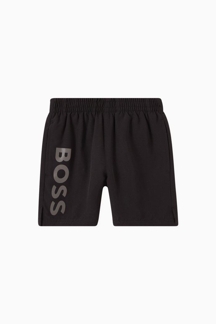 

Logo Print Shorts in Cotton Blend, Black