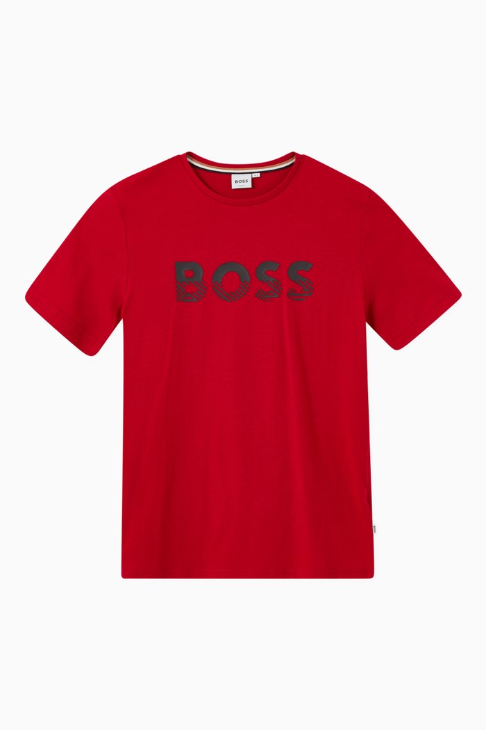 

Fading Logo Print T-shirt in Cotton, Red