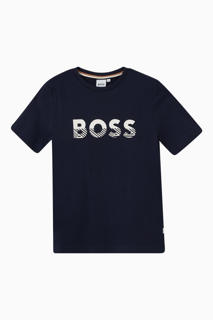 

Fading Logo Print T-shirt in Cotton, Blue