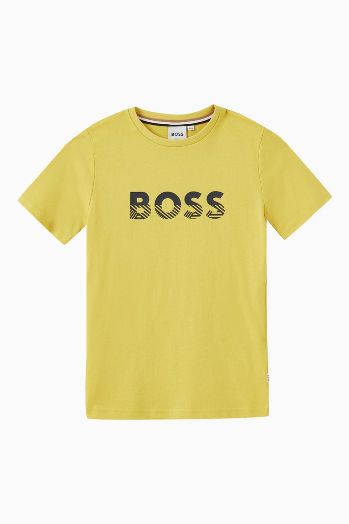 

Fading Logo Print T-shirt in Cotton, Yellow