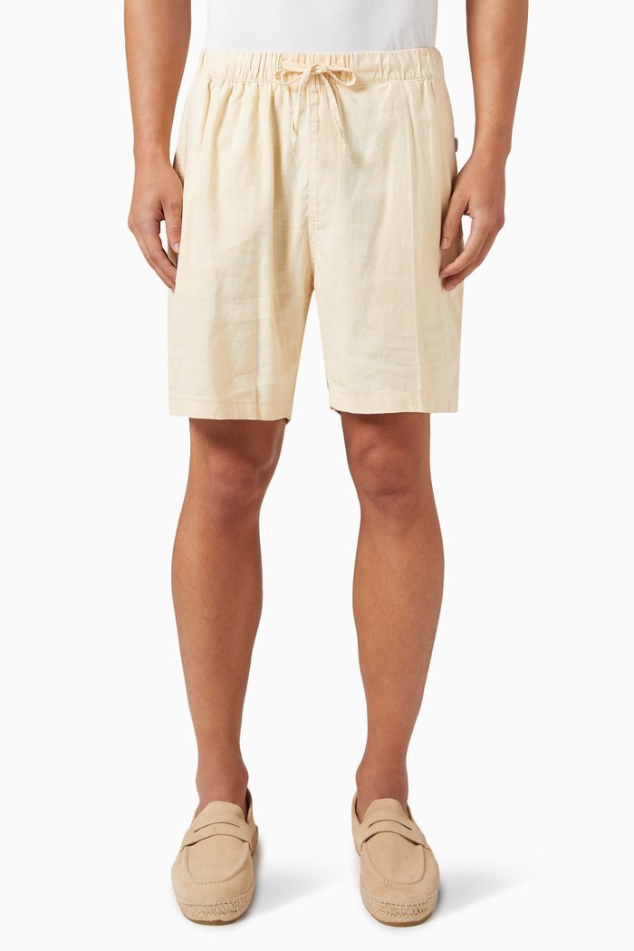 Drawstring Shorts in Stretch-linen, Yellow