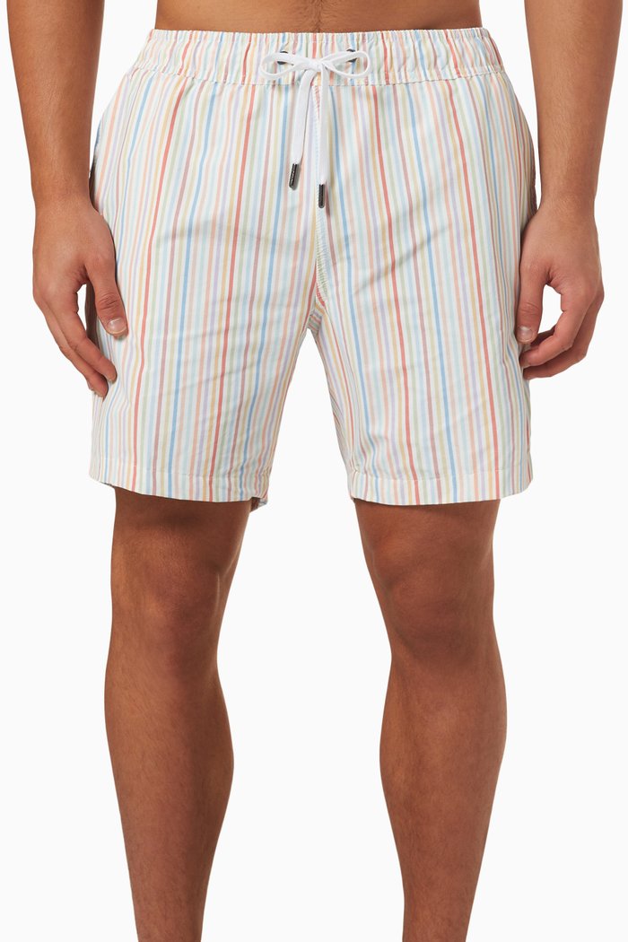 

Charles Stripe 7" Swim Shorts in Stretch-nylon, Multicolour