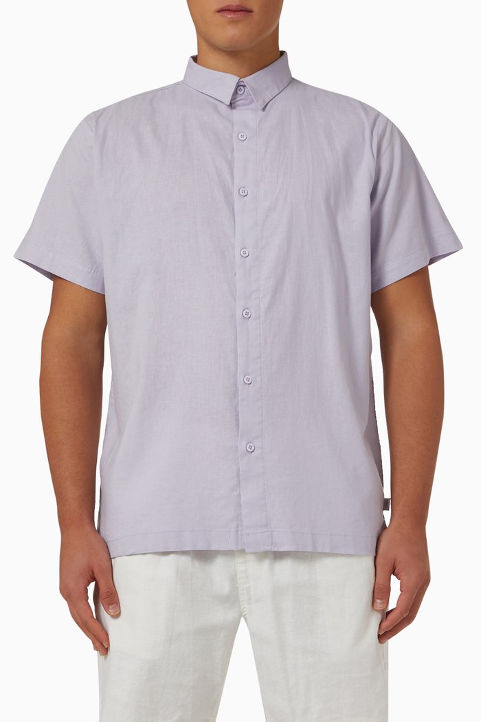 

Stretch Shirt in Linen-blend, Purple