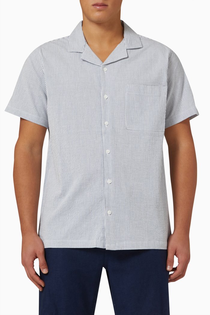 

Pocket Camp Shirt in Seersucker, Blue