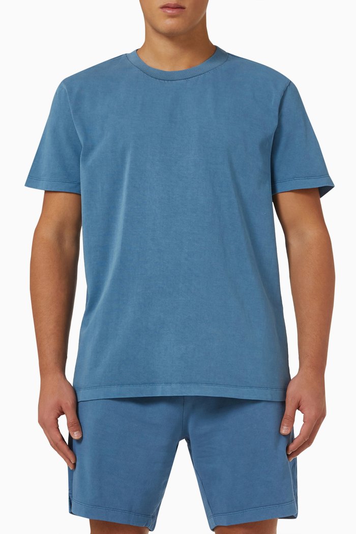

Garment-dyed Crewneck T-shirt in Cotton-jersey, Blue