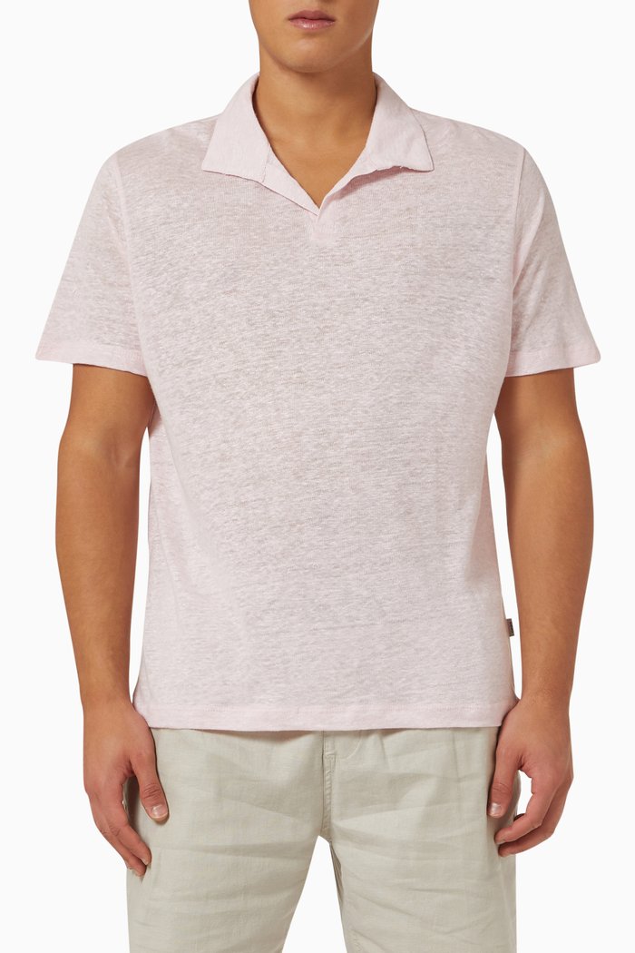 

Polo Shirt in Linen-jersey, Pink