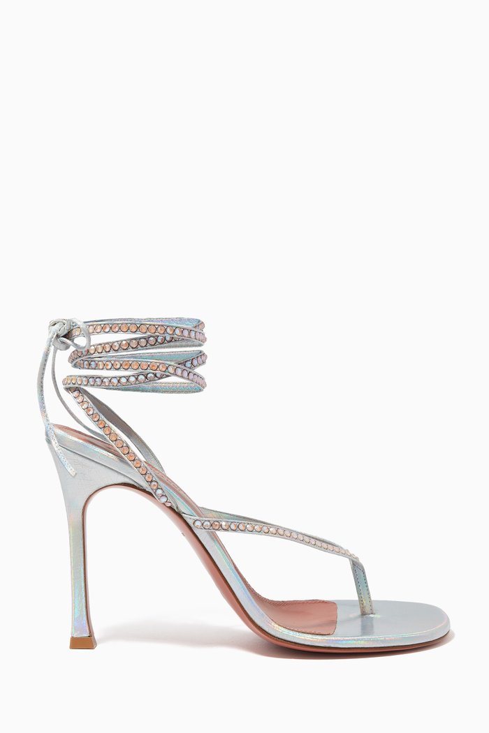 

Cora 105 Crystal Lace-up Heels in Metallic Leather, Silver