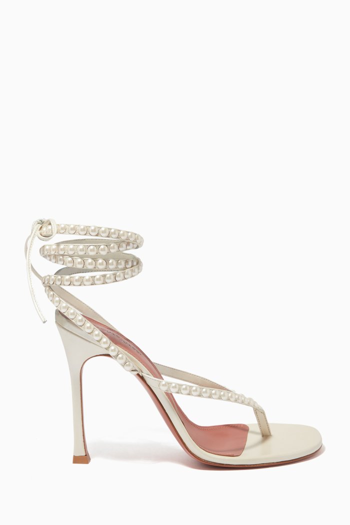 

Cora 105 Pearl Lace-up Heels in Leather, Neutral