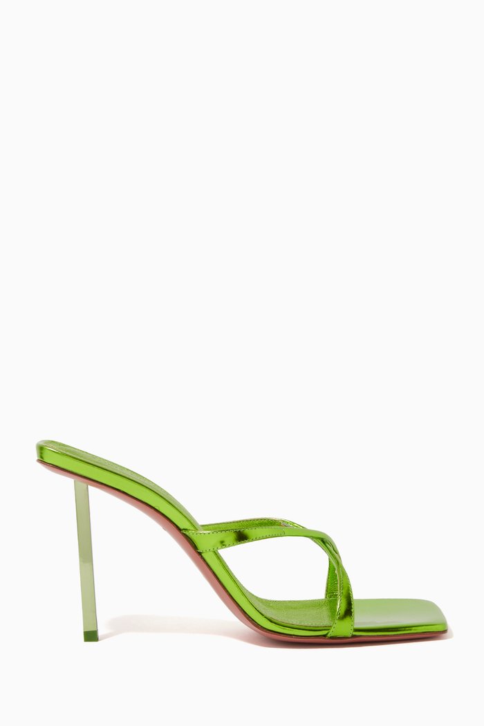 

Adriana 95 Mule Sandals in Mirror Leather, Green