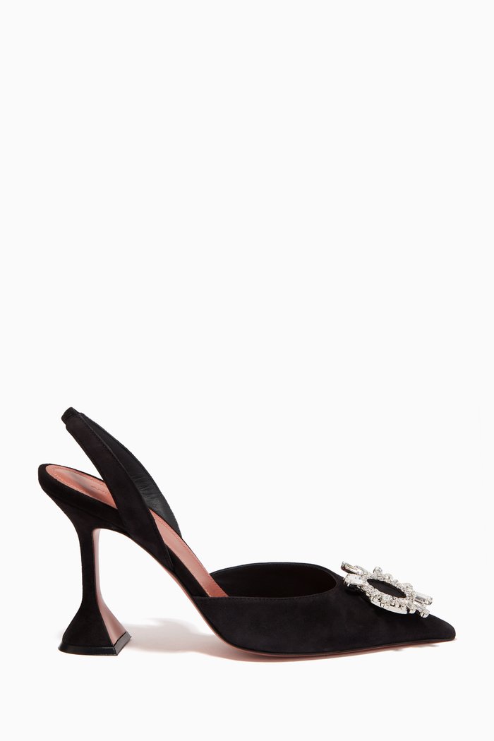 

Begum 95 Crystal Slingback Pumps in Suede, Black