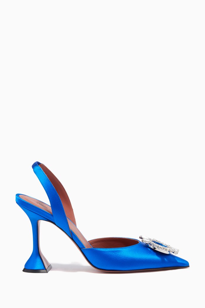 

Begum Crystal Slingback Pumps in Satin, Blue