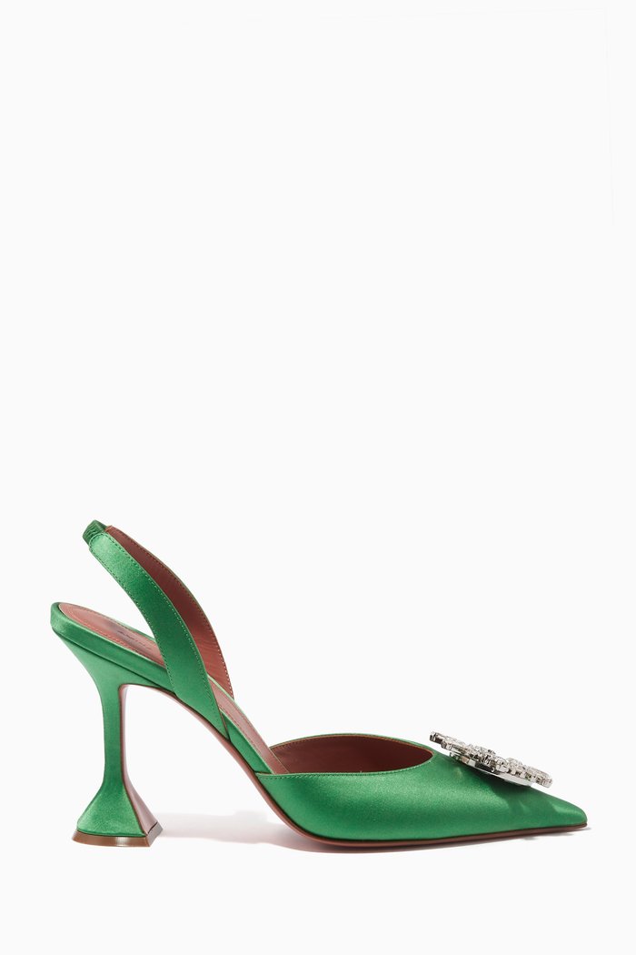 

Begum 95 Crystal Slingback Pumps in Satin, Green