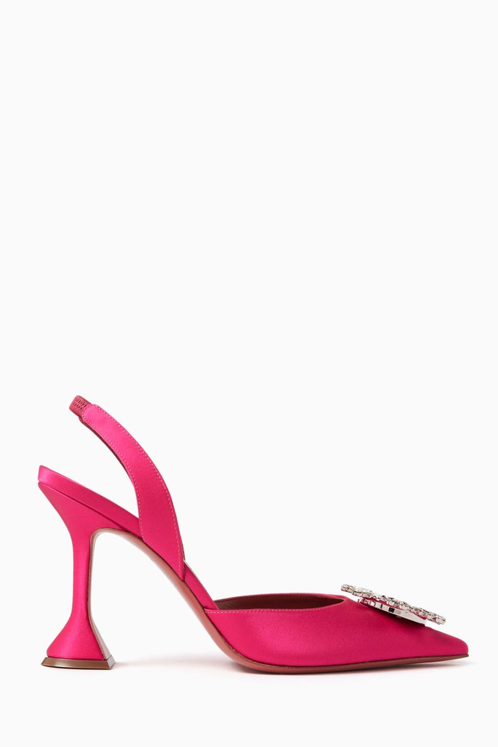 

Begum Crystal Slingback Pumps in Satin, Pink