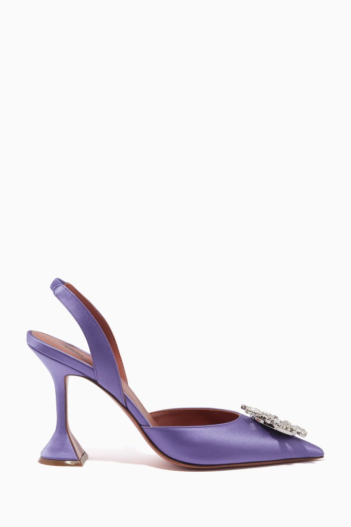 

Begum Crystal Slingback Pumps in Satin, Purple