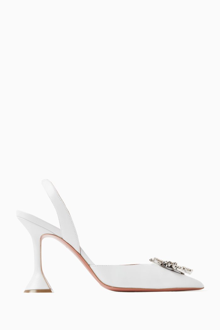 

Begum Crystal Slingback Pumps in Satin, White