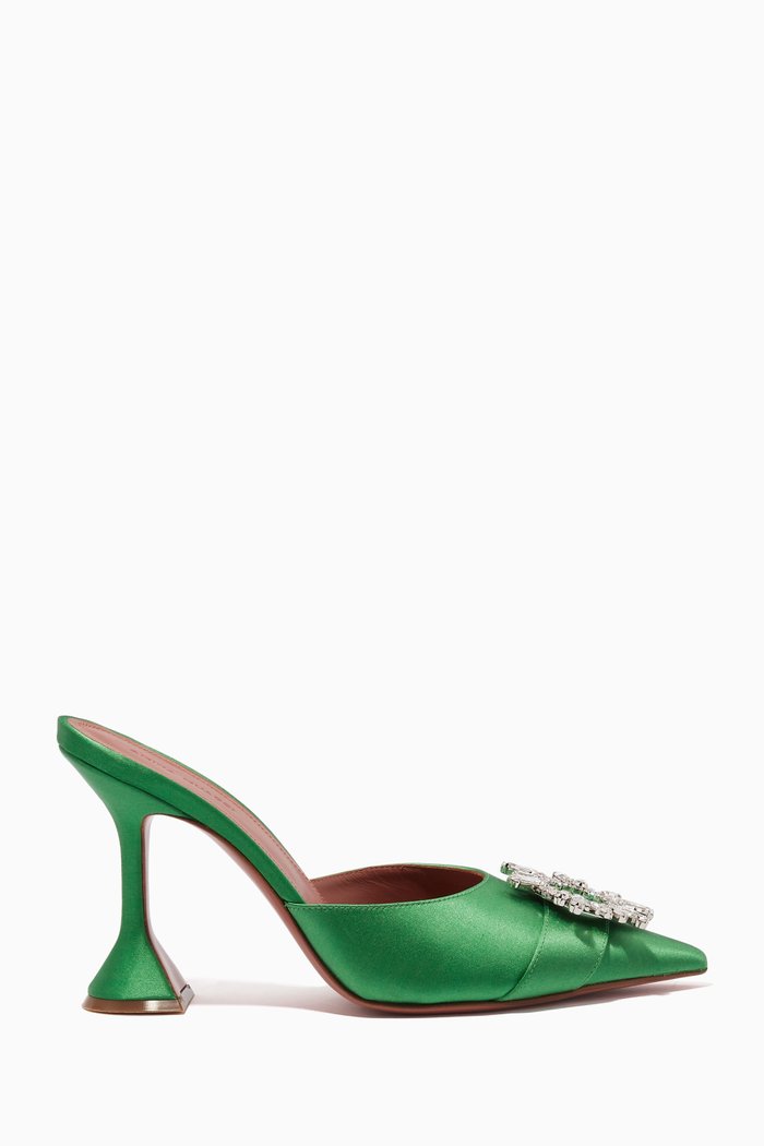 

Begum Crystal Mules in Satin, Green