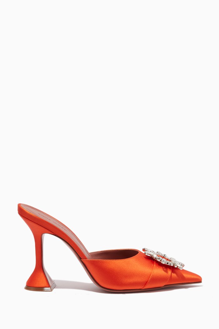 

Begum Crystal Mules in Satin, Orange