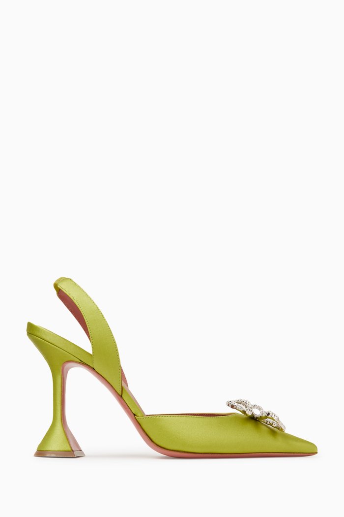 

Rosie Crystal Bow 95 Slingback Pumps in Satin, Green