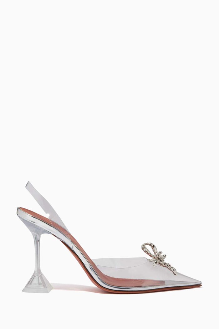 

Rosie Crystal Bow Slingback Pumps in PVC, White