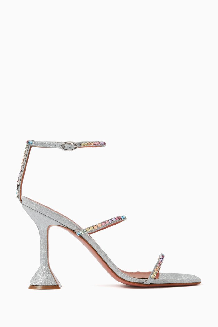 Gilda 95 Crystal-embellished Sandals in Leather, Silver