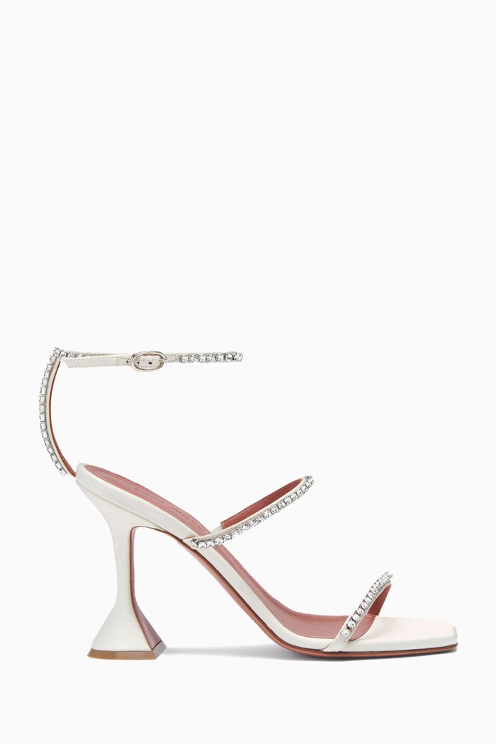 

Gilda 95 Crystal-embellished Sandals in Leather, White