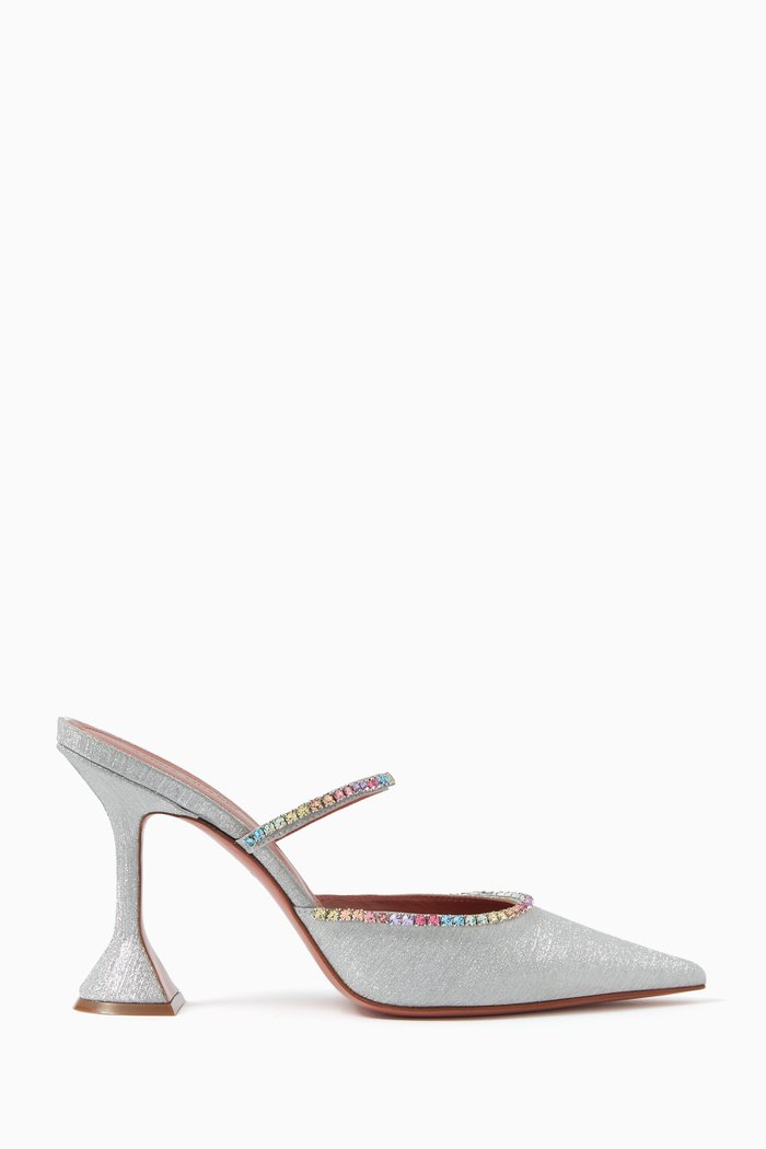 

Gilda 95 Crystal-embellished Mules in Leather, Silver