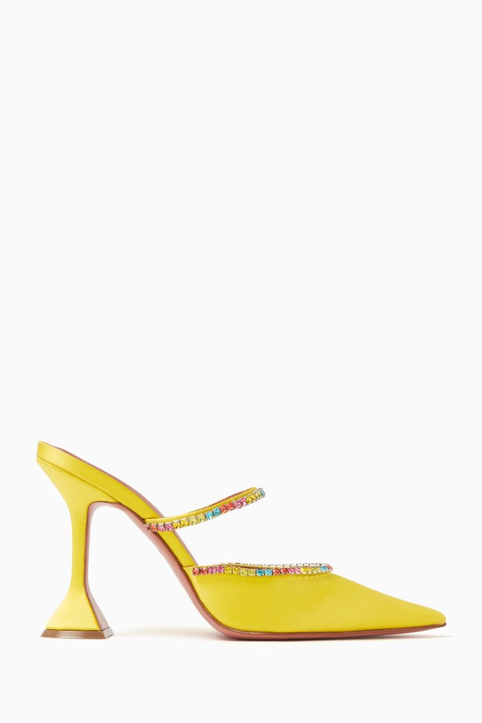 

Gilda 95 Crystal-embellished Mules in Leather, Yellow