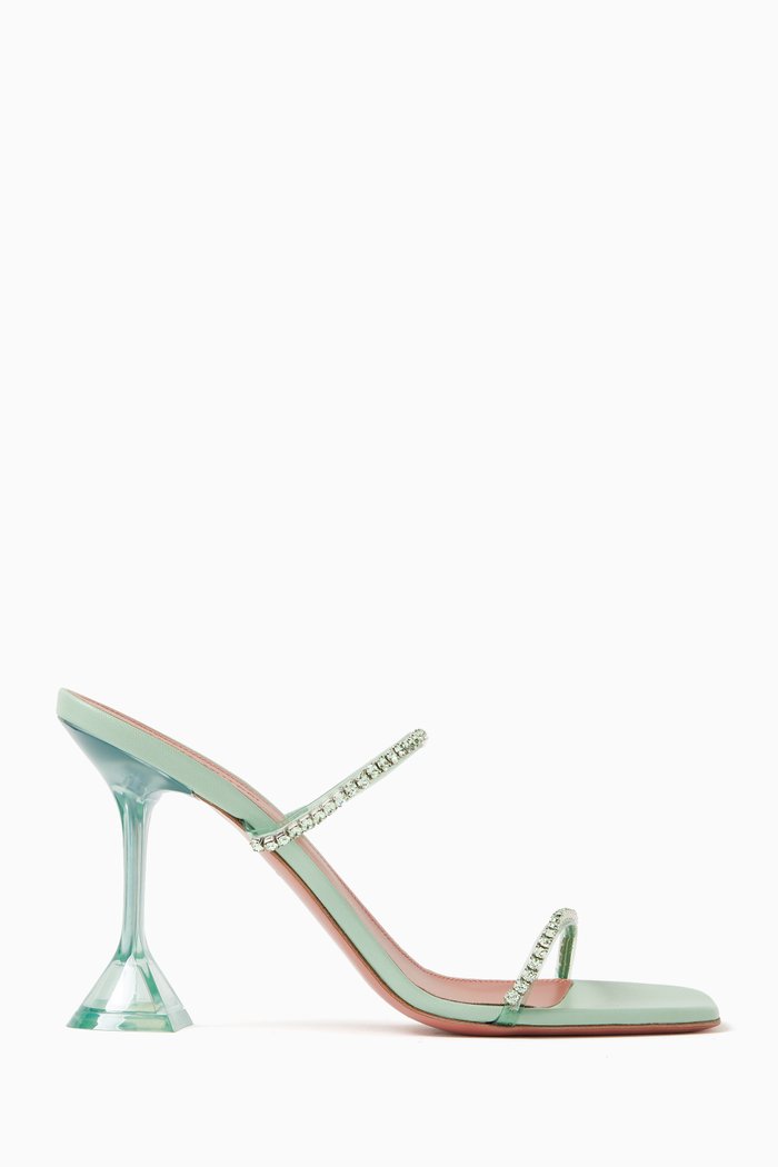 

Gilda 95 Crystal Mule Sandals in PVC, Green